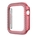For Apple Watch Series 6 / 5 / 4 / SE 40mm Plating Dual-Row Diamond Hollow PC Watch Case(Rose Pink)