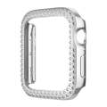 For Apple Watch Series 9 / 8 / 7 45mm Plating Dual-Row Diamond Hollow PC Watch Case(Silver)