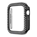 For Apple Watch Series 9 / 8 / 7 41mm Plating Dual-Row Diamond Hollow PC Watch Case(Black)