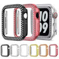 For Apple Watch Series 9 / 8 / 7 45mm Plating Dual-Row Diamond Hollow PC Watch Case(Transparent)