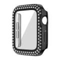 For Apple Watch Series 6 / 5 / 4 / SE 44mm Plating Dual-Row Diamond PC Watch Case with Film(Black)