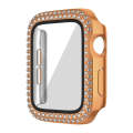 For Apple Watch Series 9 / 8 / 7 45mm Plating Dual-Row Diamond PC Watch Case with Film(Rose Gold)