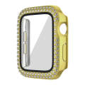 For Apple Watch Series 9 / 8 / 7 41mm Plating Dual-Row Diamond PC Watch Case with Film(Gold)