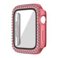 For Apple Watch Series 3 / 2 / 1 42mm Plating Dual-Row Diamond PC Watch Case with Film(Rose Pink)