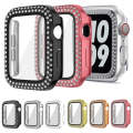 For Apple Watch Series 3 / 2 / 1 38mm Plating Dual-Row Diamond PC Watch Case with Film(Rose Pink)