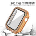 For Apple Watch Series 9 / 8 / 7 45mm Plating Dual-Row Diamond PC Watch Case with Film(Rose Gold)