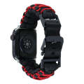 For Apple Watch SE 2023 44mm Dual-layer Braided Paracord Buckle Watch Band(Black Red)