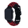 For Apple Watch Ultra 2 49mm Dual-layer Braided Paracord Buckle Watch Band(Black Red)