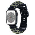 For Apple Watch Series 9 45mm Dual-layer Braided Paracord Buckle Watch Band(Black Army Green)