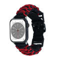 For Apple Watch Series 8 41mm Dual-layer Braided Paracord Buckle Watch Band(Black Red)