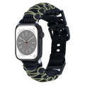 For Apple Watch Series 8 41mm Dual-layer Braided Paracord Buckle Watch Band(Black Army Green)