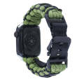 For Apple Watch SE 2022 44mm Dual-layer Braided Paracord Buckle Watch Band(Army Green Black)