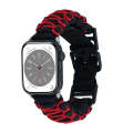 For Apple Watch Series 4 44mm Dual-layer Braided Paracord Buckle Watch Band(Black Red)