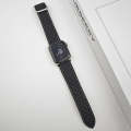 For Apple Watch Series 8 41mm Rhombus Pattern Magnetic Square Buckle Leather Watch Band(Black)