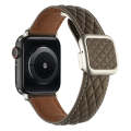 For Apple Watch Series 4 40mm Rhombus Pattern Magnetic Square Buckle Leather Watch Band(Brown)