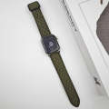 For Apple Watch 38mm Rhombus Pattern Magnetic Square Buckle Leather Watch Band(Army Green)