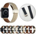 For Apple Watch Series 9 45mm Rhombus Pattern Magnetic Folding Buckle Leather Watch Band(Brown)