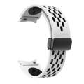 For Samsung Galaxy Watch 6 / 6 Classic Two Color Magnetic Folding Black Buckle Watch Band(White B...