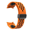 For Samsung Galaxy Watch 6 / 6 Classic Two Color Magnetic Folding Black Buckle Watch Band(Orange ...