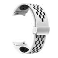 For Samsung Galaxy Watch 6 / 6 Classic Two Color Magnetic Folding Silver Buckle Watch Band(White ...