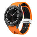 For Samsung Galaxy Watch 6 / 6 Classic Two Color Magnetic Folding Silver Buckle Watch Band(Orange...