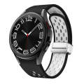 For Samsung Galaxy Watch 6 / 6 Classic Two Color Magnetic Folding Silver Buckle Watch Band(Black ...
