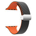 For Apple Watch SE 2023 44mm Carbon Fiber Magnetic Silver Buckle Watch Band(Black Orange)