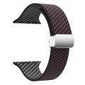 For Apple Watch SE 2023 44mm Carbon Fiber Magnetic Silver Buckle Watch Band(Dark Brown Black)