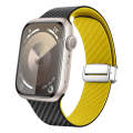 For Apple Watch SE 2023 40mm Carbon Fiber Magnetic Silver Buckle Watch Band(Black Yellow)