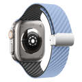 For Apple Watch SE 2023 40mm Carbon Fiber Magnetic Silver Buckle Watch Band(Light Blue Black)