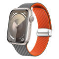 For Apple Watch SE 2023 40mm Carbon Fiber Magnetic Silver Buckle Watch Band(Spacy Grey Orange)