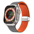 For Apple Watch Ultra 2 49mm Carbon Fiber Magnetic Silver Buckle Watch Band(Spacy Grey Orange)