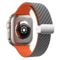 For Apple Watch Series 9 41mm Carbon Fiber Magnetic Silver Buckle Watch Band(Spacy Grey Orange)