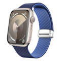 For Apple Watch Series 5 44mm Carbon Fiber Magnetic Silver Buckle Watch Band(Royal Blue Light Blue)