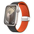 For Apple Watch Series 2 42mm Carbon Fiber Magnetic Silver Buckle Watch Band(Black Orange)