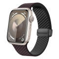 For Apple Watch SE 2023 44mm Carbon Fiber Magnetic Black Buckle Watch Band(Dark Brown Black)