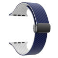 For Apple Watch Ultra 2 49mm Carbon Fiber Magnetic Black Buckle Watch Band(Royal Blue White)