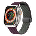 For Apple Watch Ultra 2 49mm Carbon Fiber Magnetic Black Buckle Watch Band(Purple Green)
