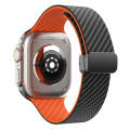 For Apple Watch Ultra 2 49mm Carbon Fiber Magnetic Black Buckle Watch Band(Black Orange)