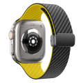 For Apple Watch Series 9 45mm Carbon Fiber Magnetic Black Buckle Watch Band(Black Yellow)