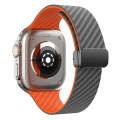 For Apple Watch Series 9 45mm Carbon Fiber Magnetic Black Buckle Watch Band(Spacy Grey Orange)