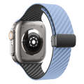 For Apple Watch Ultra 49mm Carbon Fiber Magnetic Black Buckle Watch Band(Light Blue Black)