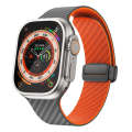For Apple Watch Ultra 49mm Carbon Fiber Magnetic Black Buckle Watch Band(Spacy Grey Orange)