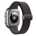 For Apple Watch Series 8 45mm Carbon Fiber Magnetic Black Buckle Watch Band(Dark Brown Black)