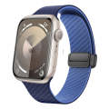 For Apple Watch SE 2022 44mm Carbon Fiber Magnetic Black Buckle Watch Band(Royal Blue Light Blue)