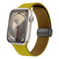 For Apple Watch SE 2022 44mm Carbon Fiber Magnetic Black Buckle Watch Band(Olive Brown)