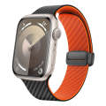 For Apple Watch SE 2022 44mm Carbon Fiber Magnetic Black Buckle Watch Band(Black Orange)