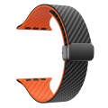 For Apple Watch SE 2022 44mm Carbon Fiber Magnetic Black Buckle Watch Band(Black Orange)