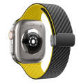 For Apple Watch SE 2022 44mm Carbon Fiber Magnetic Black Buckle Watch Band(Black Yellow)