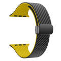 For Apple Watch SE 2022 44mm Carbon Fiber Magnetic Black Buckle Watch Band(Black Yellow)